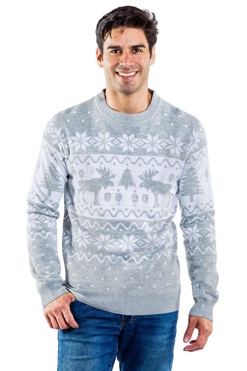 Tipsy Elves Men's Ugly Christmas Sweaters - Funny Christmas Sweaters for Men - Fun Holiday Pullovers - Men's Hilarious Merry Moose Fair Isle Ugly Christmas Sweater Size Medium - Image 3
